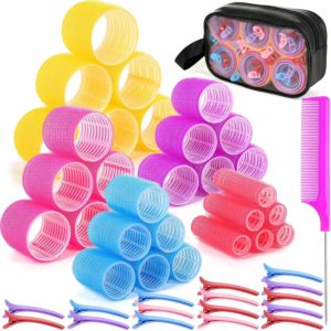 Qinzave 52PCS Jumbo Hair Rollers with Storage Bag